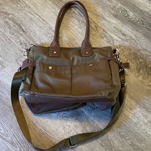 Green and Brown canvas travel  Bag